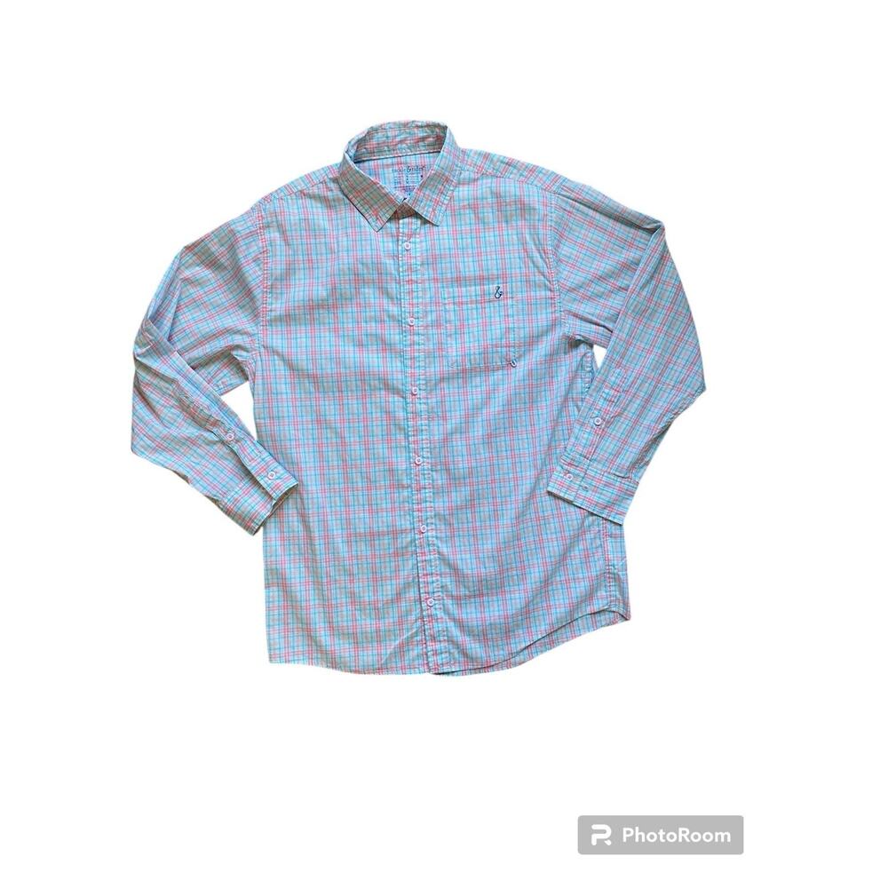 Tackle & Tides Shirt Mens Size Large Plaid Button Down UPF 28 Stain Resistant